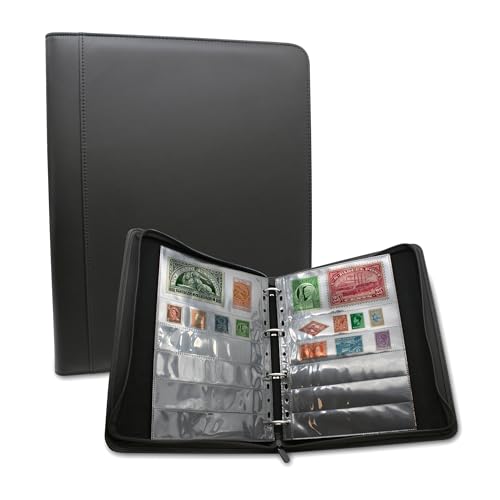 DOJA Barcelona | Briefmarkenalbum | Einsteckalbum Leder PU Leder Briefmarken mit Reißverschluss und Ringen | 16 Folien doppelseitig | Briefmarken Aufbewahrungsalbum | Verschiedene Größen von Fächern DOJA Barcelona | Briefmarkenalbum | Einsteckalbum Leder PU Leder Briefmarken mit Reißverschluss und Ringen | 16 Folien doppelseitig | Briefmarken Aufbewahrungsalbum | Verschiedene Größen von Fächern von DOJA Barcelona