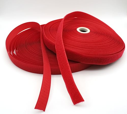 DOJA Barcelona | Klettband zum Nähen | Klettverschluss rot | 1 Stück | 25 m lang | 25 mm breit | farbiger Klettverschluss zum Nähen | starker Klettverschluss zum Nähen von Rucksäcken, Jacken von DOJA Barcelona