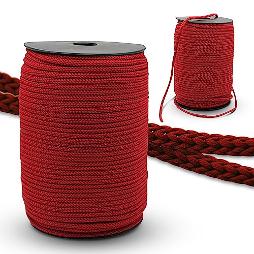 DOJA Barcelona | Seil Spule | 100m | Rote Schnüre | 3mm Durchmesser | aus Polyester | Widerstandsfähig | Paracord-Schnur für Schnürsenkel, Sportschuhe, Tennisschuhe, Taschen, Rucksäcke, Armband von DOJA Barcelona