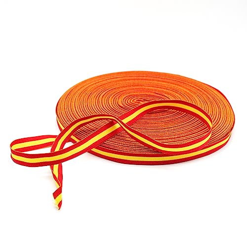DOJA Barcelona | Spanisches Flaggenband | Packung 1 | 100m Rolle Textilband | Breite 15mm | Polyester | Spanische Flaggenfarben | für spanische Armbänder, Aufkleber zum Nähen, Schleifen,... von DOJA Barcelona