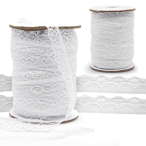 DOJA Barcelona | Spitzenband | 100m Rolle | Polyester | Einfach | Spitzenborte Vintage | Spitzenstoff | Band zum Dekorieren von Teetassen, Vasen, Einladungen, Weihnachtsdekorationen, Hochzeitskerzen DOJA Barcelona | Spitzenband | 100m Rolle | Polyester | Einfach | Spitzenborte Vintage | Spitzenstoff | Band zum Dekorieren von Teetassen, Vasen, Einladungen, Weihnachtsdekorationen, Hochzeitskerzen von DOJA Barcelona