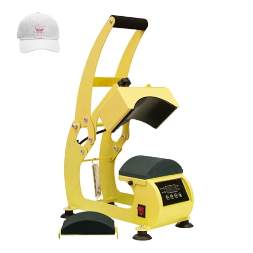 DOJOEUU Kommerzielle Transferpresse, 2-in-1-Sublimationsdrucker mit LCD-Display, Temperaturregelung, Zwei Heizplatten und Druckregulierung, Kappen-Transferpresse für Zuhause(Yellow) von DOJOEUU