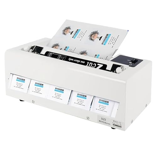 Elektrischer Visitenkartenschneider, 90 × 54 mm Visitenkartenschneider mit 2 Papiereinschüben, 9–12 mm verstellbarem Rand, Schnittgeschwindigkeit 30 Stück/min, Visitenkartenschneider Elektrischer Visitenkartenschneider, 90 × 54 mm Visitenkartenschneider mit 2 Papiereinschüben, 9–12 mm verstellbarem Rand, Schnittgeschwindigkeit 30 Stück/min, Visitenkartenschneider von DOJOEUU