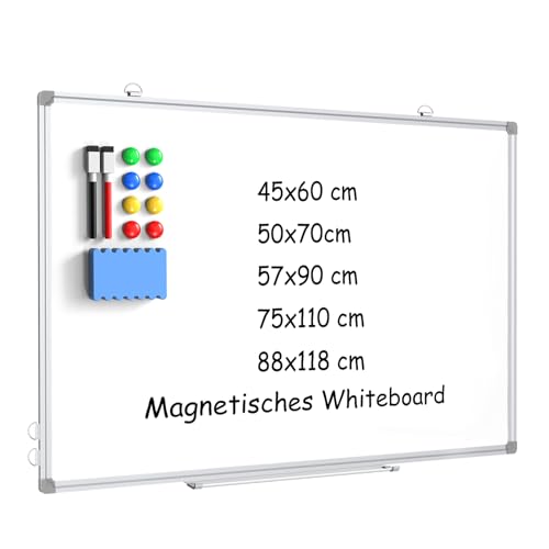 DOLLAR BOSS Magnetisches Whiteboard 88 x 118cm, Magnettafel Magnetpinnwand mit 2 Whiteboard Stifte, 8 Magnete and 1 Whiteboard Radiergummi, für Schule & Haus und Büro von DOLLAR BOSS