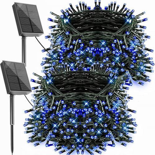 DOLUCKY 2 Stück Solar-Weihnachtslichter - 20M 200LED Lichterketten im Freien Wetterfest, 8 Modi für Garten Balkon Party Hochzeit Weihnachten, Blau DOLUCKY 2 Stück Solar-Weihnachtslichter - 20M 200LED Lichterketten im Freien Wetterfest, 8 Modi für Garten Balkon Party Hochzeit Weihnachten, Blau von DOLUCKY