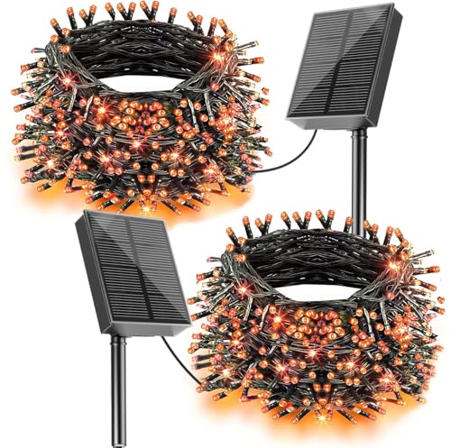 Solar Lichterkette Außen , 2x 20 m 200 orangefarbenen LED-Solarlichtern für den Außenbereich, 8 Modi, solarbetriebene Halloween-Lichter für Garten, Baum, Herbst, Erntedankfest, Halloween-Dekoration Solar Lichterkette Außen , 2x 20 m 200 orangefarbenen LED-Solarlichtern für den Außenbereich, 8 Modi, solarbetriebene Halloween-Lichter für Garten, Baum, Herbst, Erntedankfest, Halloween-Dekoration von DOLUCKY