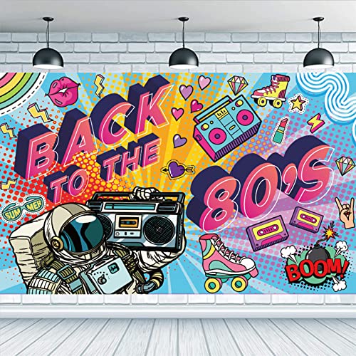 Zurück in die 80er Jahre Banner für Disco Party Dekoration - Geburtstagsparty Foto Hintergrund, Bunte Wand Poster Deko, 180x110cm von DOMINICK