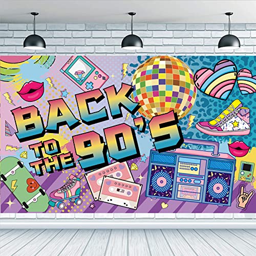 Zurück in die 90er Jahre Banner für Party Dekoration - Disco Hintergrund, Geburtstagsparty Foto Hintergrund, Bunte Wand Poster Deko (Farbe) von DOMINICK