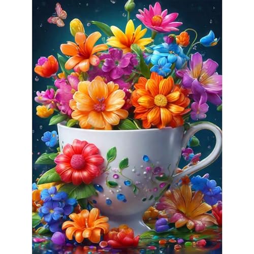 DOMROM Blume Diamond Painting Kits für Erwachsene, 5D Diamant Painting Bilder Set, DIY Diamond Art Painting Kit Full Drill Gem Digitales Diamant Gemälde Stickerei für Gift Wall Decoration 30x40cm DOMROM Blume Diamond Painting Kits für Erwachsene, 5D Diamant Painting Bilder Set, DIY Diamond Art Painting Kit Full Drill Gem Digitales Diamant Gemälde Stickerei für Gift Wall Decoration 30x40cm von DOMROM