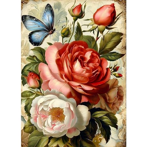DOMROM Blumen Diamond Painting, Diamond Painting Erwachsene Kinder Diamond Painting Set, Diamant Malerei Kit Diamond Art Erwachsene für Home Wand Dekor 30x40cm von DOMROM