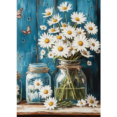 DOMROM Blumen Diamond Painting, Diamond Painting Erwachsene Kinder Diamond Painting Set, Gänseblümchen in der Flasche Diamant Malerei Kit Diamond Art Erwachsene für Home Wand Dekor 30x40cm DOMROM Blumen Diamond Painting, Diamond Painting Erwachsene Kinder Diamond Painting Set, Gänseblümchen in der Flasche Diamant Malerei Kit Diamond Art Erwachsene für Home Wand Dekor 30x40cm von DOMROM
