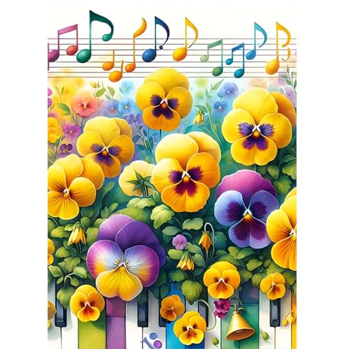 DOMROM Blumen Diamond Painting Kits für Erwachsene, 5D Musiknote Diamant Painting Set, DIY Diamond Art Kits Full Drill Gem Digitales Diamant Gemälde Stickerei für Gift Home Wall Decoration 30x40cm DOMROM Blumen Diamond Painting Kits für Erwachsene, 5D Musiknote Diamant Painting Set, DIY Diamond Art Kits Full Drill Gem Digitales Diamant Gemälde Stickerei für Gift Home Wall Decoration 30x40cm von DOMROM