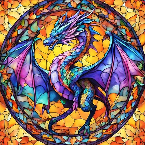 DOMROM Bunter Drache Diamond Painting Kits Erwachsene, 5D Diamant Painting Bilder, DIY Diamond Art Painting Kit Full Drill Gem Digitales Diamant Gemälde Stickerei für Gift Home Wall Decoration 30x30cm von DOMROM