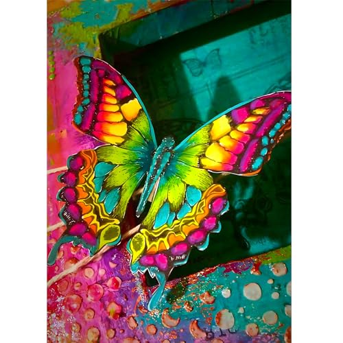 DOMROM Butterfly Diamond Painting Erwachsene, Schmetterling Diamant Painting Bilder, Bunt Diamant Malerei Kits 5D Diamant Art Painting Strass Stickerei Malerei Painting Set für Home Décor 30x40cm von DOMROM