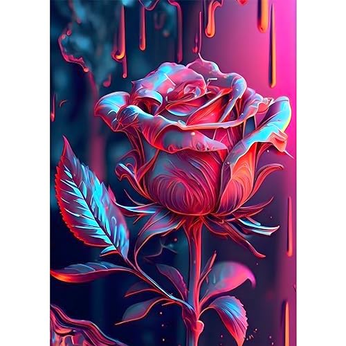 DOMROM Diamant Painting Bilder, Blumen Diamant Painting Set für Erwachsene, Rose Diamant Painting Bilder Vollbohrer 5D DIY Malen nach Zahlen Diamant Anfänger für Gift Wall Decoration 30x40cm von DOMROM