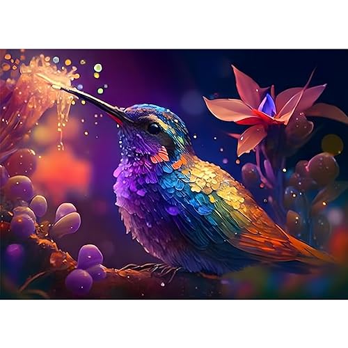 DOMROM Diamant Painting Kolibri, Blumen Diamant Painting Set für Erwachsene, Vogel Diamant Painting Bilder Vollbohrer 5D Malen nach Zahlen Diamant Anfänger für Gift Home Wall Decoration 30x40cm von DOMROM