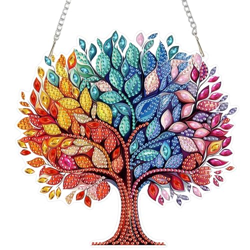 DOMROM Diamond Art Painting Anhänger, Buntes Baum Diamond Painting Fensterbilder anhänger, Diamond Painting Hängende Ornament für Kinder Erwachsene Diamant Malerei Basteln Tür Wand Fenster Deko DOMROM Diamond Art Painting Anhänger, Buntes Baum Diamond Painting Fensterbilder anhänger, Diamond Painting Hängende Ornament für Kinder Erwachsene Diamant Malerei Basteln Tür Wand Fenster Deko von DOMROM