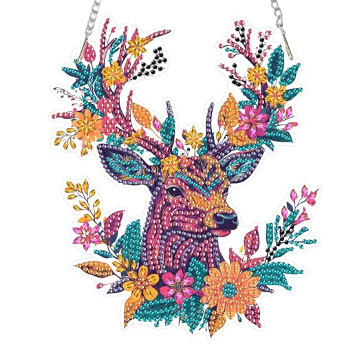 DOMROM Diamond Art Painting Anhänger, Hirsch Diamond Painting Fensterbilder Anhänger, Blumen Diamant Hängende Ornament für Kinder Erwachsene Tier Diamant Malerei Basteln Tür Wand Fenster Deko DOMROM Diamond Art Painting Anhänger, Hirsch Diamond Painting Fensterbilder Anhänger, Blumen Diamant Hängende Ornament für Kinder Erwachsene Tier Diamant Malerei Basteln Tür Wand Fenster Deko von DOMROM