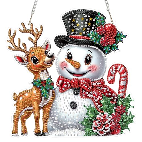 DOMROM Diamond Art Painting Anhänger, Schneemann Diamond Painting Fensterbilder Anhänger, Hirsch Diamant Hängende Ornament für Kinder Erwachsene Diamant Malerei Basteln Tür Wand Fenster Deko DOMROM Diamond Art Painting Anhänger, Schneemann Diamond Painting Fensterbilder Anhänger, Hirsch Diamant Hängende Ornament für Kinder Erwachsene Diamant Malerei Basteln Tür Wand Fenster Deko von DOMROM