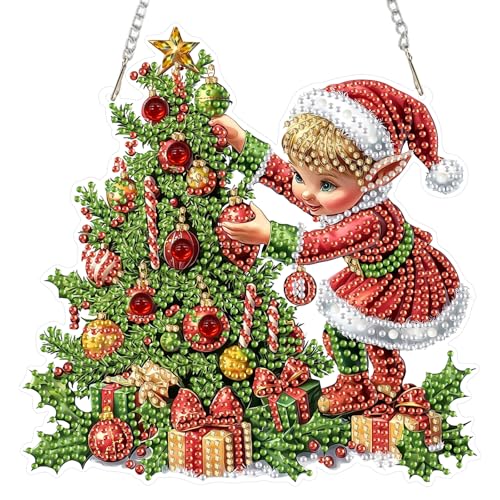 DOMROM Diamond Art Painting Anhänger, Weihnachtsbaum Diamond Painting Fensterbilder Anhänger, Diamant Hängende Ornament für Kinder Erwachsene Diamant Malerei Basteln Tür Wand Fenster Deko DOMROM Diamond Art Painting Anhänger, Weihnachtsbaum Diamond Painting Fensterbilder Anhänger, Diamant Hängende Ornament für Kinder Erwachsene Diamant Malerei Basteln Tür Wand Fenster Deko von DOMROM