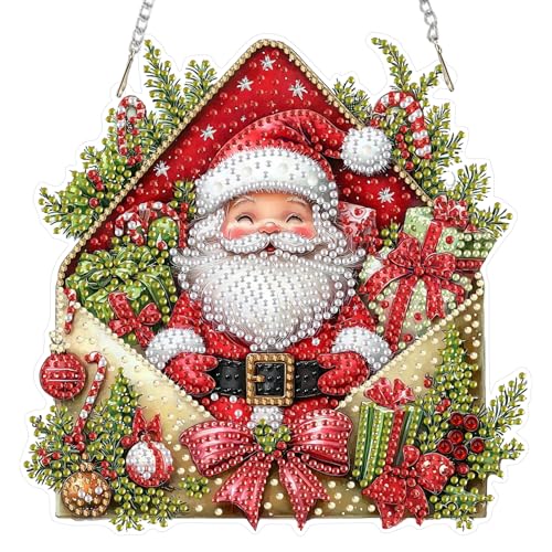 DOMROM Diamond Art Painting Anhänger, Weihnachtsmann Diamond Painting Fensterbilder Anhänger, Diamant Hängende Ornament für Kinder Erwachsene Diamant Malerei Basteln Tür Wand Fenster Deko DOMROM Diamond Art Painting Anhänger, Weihnachtsmann Diamond Painting Fensterbilder Anhänger, Diamant Hängende Ornament für Kinder Erwachsene Diamant Malerei Basteln Tür Wand Fenster Deko von DOMROM