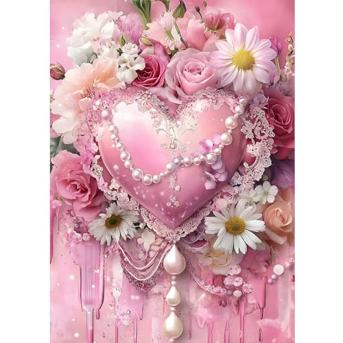 DOMROM Diamond Painting, Valentinstag Diamond Painting Erwachsene Herz Diamond Painting Set, Blumen Diamant Malerei Kit Diamond Art Erwachsene für Home Wand Dekor 30x40cm DOMROM Diamond Painting, Valentinstag Diamond Painting Erwachsene Herz Diamond Painting Set, Blumen Diamant Malerei Kit Diamond Art Erwachsene für Home Wand Dekor 30x40cm von DOMROM