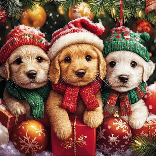 DOMROM Diamond Painting, Welpe Weihnachten Hunde Diamond Painting Erwachsene Kinder Diamond Painting Set, Diamant Malerei Kit Diamond Art Erwachsene für Home Wand Dekor 30x30cm DOMROM Diamond Painting, Welpe Weihnachten Hunde Diamond Painting Erwachsene Kinder Diamond Painting Set, Diamant Malerei Kit Diamond Art Erwachsene für Home Wand Dekor 30x30cm von DOMROM