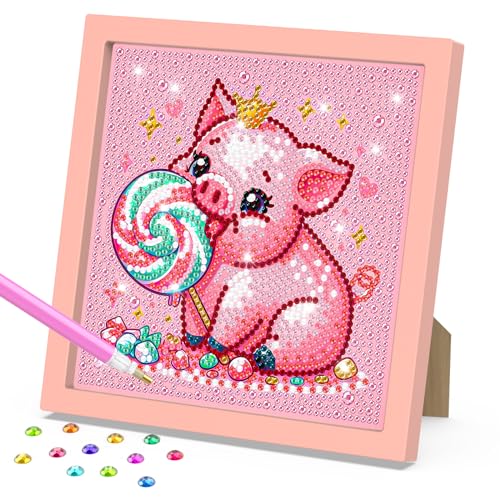 DOMROM Diamond Painting Kinder mit Rahmen, Diamond Painting Set Full Mosaic Making für Mädchen Jungen Erwachsene, Niedliches Schwein Diamant Malerei Diamant Painting Bilder Arts Craft für Home Decor DOMROM Diamond Painting Kinder mit Rahmen, Diamond Painting Set Full Mosaic Making für Mädchen Jungen Erwachsene, Niedliches Schwein Diamant Malerei Diamant Painting Bilder Arts Craft für Home Decor von DOMROM