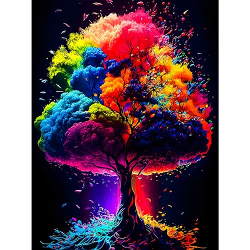 DOMROM Diamond Painting Kits für Erwachsene, 5D Buntes Baum Diamant Painting Bilder Set, DIY Diamond Art Painting Kit Full Drill Gem Digitales Gemälde Stickerei für Gift Home Wall Decoration 30x40cm von DOMROM