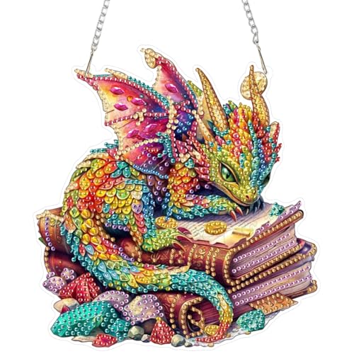 DOMROM Drache Diamond Art Painting Anhänger, Buch Diamond Painting Fensterbilder Anhänger, Diamond Painting Hängende Ornament für Kinder Erwachsene Diamant Malerei Basteln Tür Wand Fenster Deko DOMROM Drache Diamond Art Painting Anhänger, Buch Diamond Painting Fensterbilder Anhänger, Diamond Painting Hängende Ornament für Kinder Erwachsene Diamant Malerei Basteln Tür Wand Fenster Deko von DOMROM
