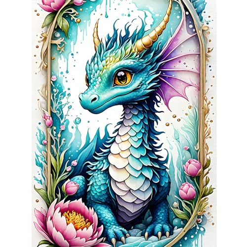 DOMROM Drache Diamond Painting Kits Erwachsene, 5D Blumen Diamant Painting Bilder, DIY Diamond Art Painting Kit Full Drill Gem Digitales Diamant Gemälde Stickerei für Gift Home Wall Decoration 30x40cm DOMROM Drache Diamond Painting Kits Erwachsene, 5D Blumen Diamant Painting Bilder, DIY Diamond Art Painting Kit Full Drill Gem Digitales Diamant Gemälde Stickerei für Gift Home Wall Decoration 30x40cm von DOMROM