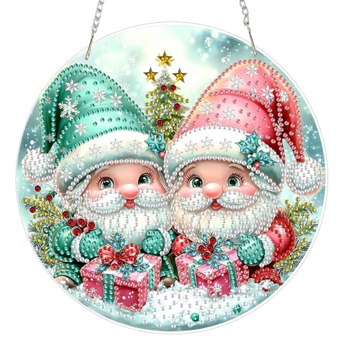 DOMROM Gnome Diamond Art Painting Anhänger, Schnee Diamond Painting Fensterbilder Anhänger, Weihnachten Diamant Hängende Ornament für Kinder Erwachsene Diamant Malerei Basteln Tür Wand Fenster Deko DOMROM Gnome Diamond Art Painting Anhänger, Schnee Diamond Painting Fensterbilder Anhänger, Weihnachten Diamant Hängende Ornament für Kinder Erwachsene Diamant Malerei Basteln Tür Wand Fenster Deko von DOMROM