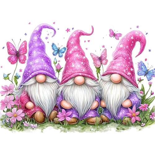 DOMROM Gnome Diamond Painting, Blumen Schmetterling Diamond Painting Erwachsene Kinder Rosa Diamond Painting Set, Diamant Malerei Kit Diamond Art Erwachsene für Home Wand Dekor 30x40cm DOMROM Gnome Diamond Painting, Blumen Schmetterling Diamond Painting Erwachsene Kinder Rosa Diamond Painting Set, Diamant Malerei Kit Diamond Art Erwachsene für Home Wand Dekor 30x40cm von DOMROM