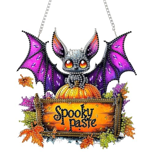 DOMROM Halloween Diamond Art Painting Anhänger, Diamond Painting Fensterbilder Anhänger, Fledermaus Diamond Painting Hängende Ornament für Kinder Erwachsene Diamant Malerei Basteln Tür Fenster Deko DOMROM Halloween Diamond Art Painting Anhänger, Diamond Painting Fensterbilder Anhänger, Fledermaus Diamond Painting Hängende Ornament für Kinder Erwachsene Diamant Malerei Basteln Tür Fenster Deko von DOMROM