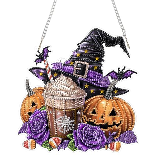 DOMROM Halloween Diamond Art Painting Anhänger, Diamond Painting Fensterbilder Anhänger, Kürbis Diamond Painting Hängende Ornament für Kinder Erwachsene Diamant Malerei Basteln Tür Wand Fenster Deko DOMROM Halloween Diamond Art Painting Anhänger, Diamond Painting Fensterbilder Anhänger, Kürbis Diamond Painting Hängende Ornament für Kinder Erwachsene Diamant Malerei Basteln Tür Wand Fenster Deko von DOMROM