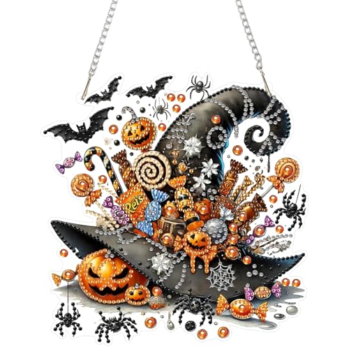 DOMROM Halloween Diamond Art Painting Anhänger, Hut Diamond Painting Fensterbilder, Süßigkeiten Diamond Painting Hängende Ornament für Kinder Erwachsene Diamant Malerei Basteln Tür Wand Fenster Deko DOMROM Halloween Diamond Art Painting Anhänger, Hut Diamond Painting Fensterbilder, Süßigkeiten Diamond Painting Hängende Ornament für Kinder Erwachsene Diamant Malerei Basteln Tür Wand Fenster Deko von DOMROM