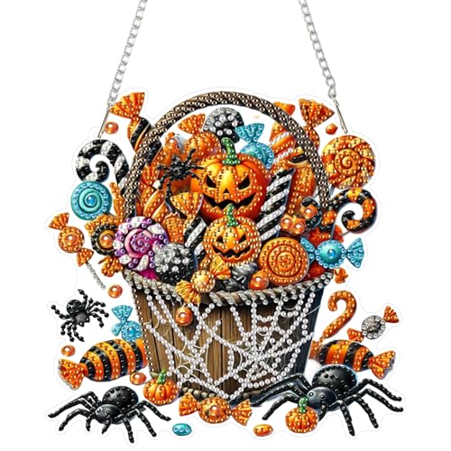 DOMROM Halloween Diamond Art Painting Anhänger, Kürbis Diamond Painting Fensterbilder, Süßigkeiten Diamond Painting Hängende Ornament für Kinder Erwachsene Diamant Malerei Basteln Tür Fenster Deko DOMROM Halloween Diamond Art Painting Anhänger, Kürbis Diamond Painting Fensterbilder, Süßigkeiten Diamond Painting Hängende Ornament für Kinder Erwachsene Diamant Malerei Basteln Tür Fenster Deko von DOMROM
