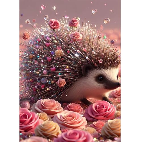 DOMROM Hedgehog Diamond Painting Kits für Erwachsene, 5D Tier Diamant Painting Set, DIY Blumen Diamond Art Kits Full Drill Gem Digitales Diamant Gemälde Stickerei für Gift Home Wall Decoration 30x40cm DOMROM Hedgehog Diamond Painting Kits für Erwachsene, 5D Tier Diamant Painting Set, DIY Blumen Diamond Art Kits Full Drill Gem Digitales Diamant Gemälde Stickerei für Gift Home Wall Decoration 30x40cm von DOMROM