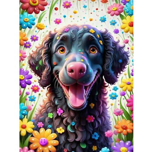 DOMROM Hund Diamond Painting Kits Erwachsene, 5D Bunte Blumen Diamant Painting Bilder, Diamond Art Painting Kit Full Drill Gem Digitales Diamant Gemälde Stickerei für Gift Home Wall Decoration 30x40cm DOMROM Hund Diamond Painting Kits Erwachsene, 5D Bunte Blumen Diamant Painting Bilder, Diamond Art Painting Kit Full Drill Gem Digitales Diamant Gemälde Stickerei für Gift Home Wall Decoration 30x40cm von DOMROM