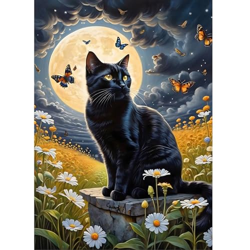 DOMROM Katze Diamond Painting Kits für Erwachsene, 5D Mond Diamant Painting, Schmetterling Blumen Diamond Art Kits Full Drill Gem Digitales Diamant Gemälde Stickerei für Gift Home Decoration 30x40cm DOMROM Katze Diamond Painting Kits für Erwachsene, 5D Mond Diamant Painting, Schmetterling Blumen Diamond Art Kits Full Drill Gem Digitales Diamant Gemälde Stickerei für Gift Home Decoration 30x40cm von DOMROM