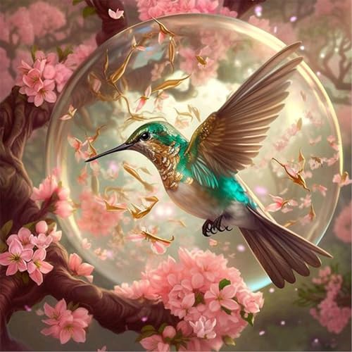 DOMROM Kolibri Diamant Painting Bilder, Blumen Diamant Painting Set für Erwachsene, Vogel Diamant Painting Bilder 5D DIY Malen nach Zahlen Diamant Anfänger für Gift Home Wall Decoration 30x30cm von DOMROM