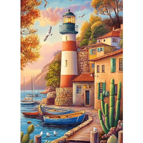 DOMROM Leuchtturm Diamond Painting, Küste Stadt Landschaft Diamond Painting Erwachsene Kinder Diamond Painting Set, Diamant Malerei Kit Diamond Art Erwachsene für Home Wand Dekor 30x40cm DOMROM Leuchtturm Diamond Painting, Küste Stadt Landschaft Diamond Painting Erwachsene Kinder Diamond Painting Set, Diamant Malerei Kit Diamond Art Erwachsene für Home Wand Dekor 30x40cm von DOMROM