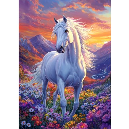 DOMROM Pferd Diamond Painting, Landschaft Diamond Painting Erwachsene Kinder Tier Diamond Painting Set, Sonnenuntergang Diamant Malerei Kit Diamond Art Erwachsene für Home Wand Dekor 30x40cm DOMROM Pferd Diamond Painting, Landschaft Diamond Painting Erwachsene Kinder Tier Diamond Painting Set, Sonnenuntergang Diamant Malerei Kit Diamond Art Erwachsene für Home Wand Dekor 30x40cm von DOMROM