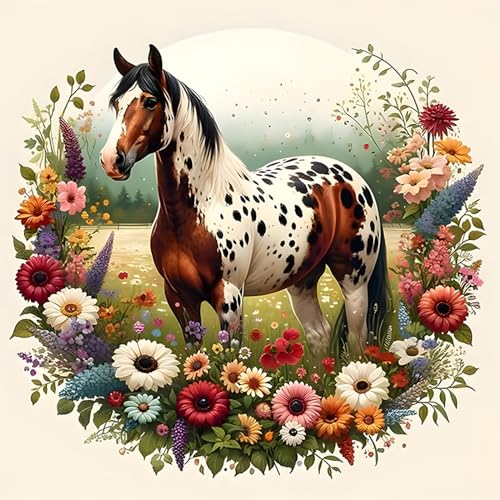 DOMROM Pferd Diamond Painting Kits für Erwachsene, 5D Tier Diamant Painting Set, DIY Blumen Diamond Art Kits Full Drill Gem Digitales Diamant Gemälde Stickerei für Gift Home Wall Decoration 30x30cm DOMROM Pferd Diamond Painting Kits für Erwachsene, 5D Tier Diamant Painting Set, DIY Blumen Diamond Art Kits Full Drill Gem Digitales Diamant Gemälde Stickerei für Gift Home Wall Decoration 30x30cm von DOMROM