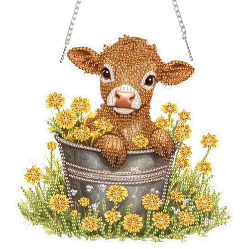 DOMROM Rinder Diamond Art Painting Anhänger, Blumen Diamond Painting Fensterbilder anhänger, Diamond Painting Hängende Ornament für Kinder Erwachsene Diamant Malerei Basteln Tür Fenster Deko DOMROM Rinder Diamond Art Painting Anhänger, Blumen Diamond Painting Fensterbilder anhänger, Diamond Painting Hängende Ornament für Kinder Erwachsene Diamant Malerei Basteln Tür Fenster Deko von DOMROM