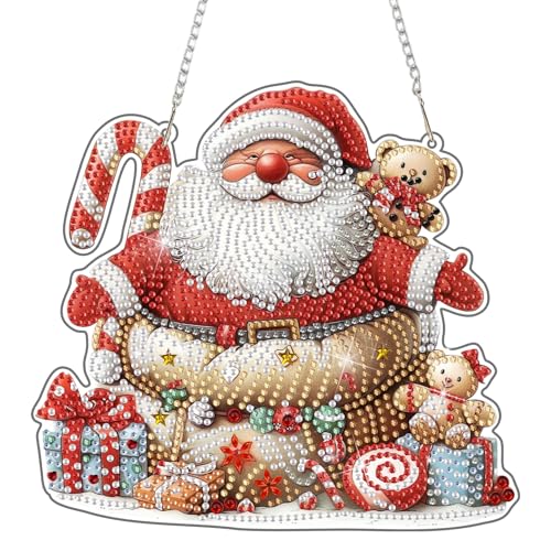DOMROM Santa Claus Diamond Art Painting Hanging Kit für Erwachsene Anfänger, 5D Special Shape Diamond Art Kits, Weihnachtstag Strass Diamant Gem Art Malerei für Home Garden Wall Decor DOMROM Santa Claus Diamond Art Painting Hanging Kit für Erwachsene Anfänger, 5D Special Shape Diamond Art Kits, Weihnachtstag Strass Diamant Gem Art Malerei für Home Garden Wall Decor von DOMROM