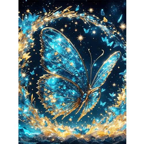 DOMROM Schmetterling Diamond Painting Kits Erwachsene, 5D Diamant Painting Bilder, DIY Diamond Art Painting Kit Full Drill Gem Digitales Diamant Gemälde Stickerei für Gift Home Wall Decoration 30x40cm von DOMROM