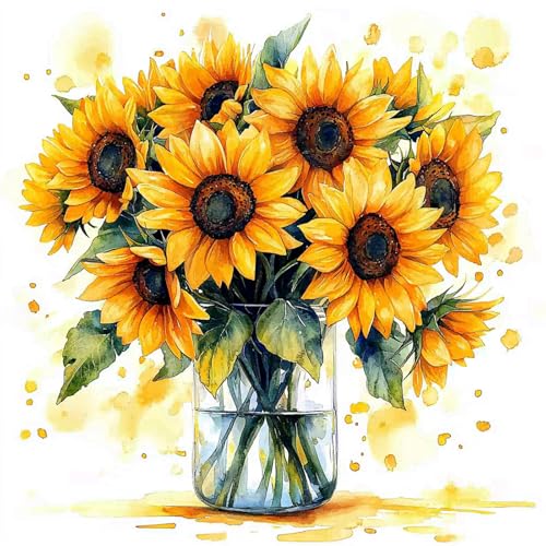 DOMROM Sonnenblume Diamond Painting, Blumen in der Flasche Diamond Painting Erwachsene Kinder Diamond Painting Set, Diamant Malerei Kit Diamond Art Erwachsene für Home Wand Dekor 30x30cm DOMROM Sonnenblume Diamond Painting, Blumen in der Flasche Diamond Painting Erwachsene Kinder Diamond Painting Set, Diamant Malerei Kit Diamond Art Erwachsene für Home Wand Dekor 30x30cm von DOMROM