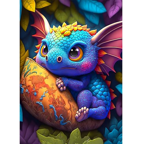 DOMROM Tier Diamond Painting für Erwachsene, Niedlich Drache Diamant Painting Kits Bilder Diamond Art Painting, 5D Diamant Malerei DIY Diamond Painting Set für Home Wand Decoration 30x40cm von DOMROM