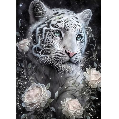 DOMROM Tiger Diamond Painting Kits für Erwachsene, 5D Tier Diamant Painting Set, DIY Blumen Diamond Art Kits Full Drill Gem Digitales Diamant Gemälde Stickerei für Gift Home Wall Decoration 30x40cm DOMROM Tiger Diamond Painting Kits für Erwachsene, 5D Tier Diamant Painting Set, DIY Blumen Diamond Art Kits Full Drill Gem Digitales Diamant Gemälde Stickerei für Gift Home Wall Decoration 30x40cm von DOMROM